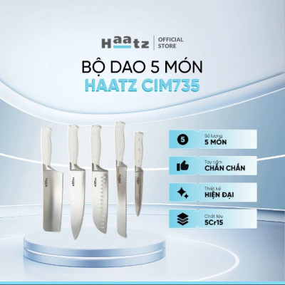 Bộ Dao 5 Chiếc Thép 5Cr15 Haatz CIM735 Tay Cầm Công Thái Học - Hàng Chính Hãng Bảo Hành 24 Tháng