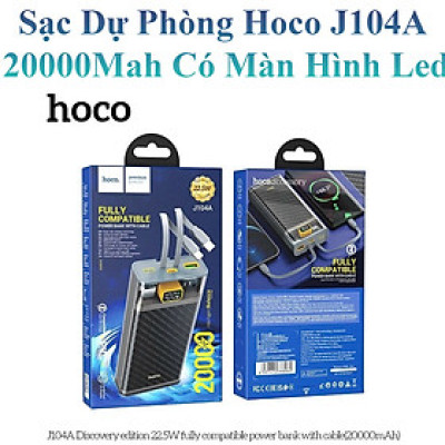 Sạc Dự Phòng Dành Cho Hoco J104A Có Màn Hình Led 20000Mah Sạc Nhanh 22.5W Pd Typec 20W Kèm 2 Cáp Sạc Typec-LN Hàng Chính Hãng