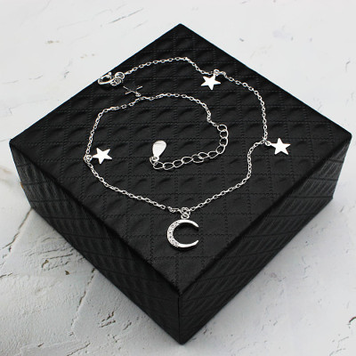  Lắc Chân Nữ Bạc Hiểu Minh LC235 Trăng Sao