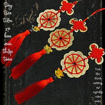 Dây treo tiền xu hoa mai thập toàn NHASAN Tích lộc thịnh vượng, sự nghiệp viên mãn