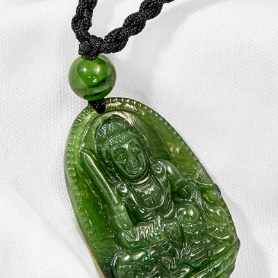 Mặt dây chuyền văn thù bồ tát đá ngọc bích Ngọc Quý Gemstones