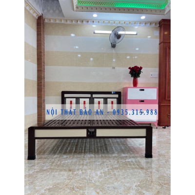 Giường sắt kiểu gỗ BẢO AN nhiều kích thước 1mx2m đến 1m8x2m