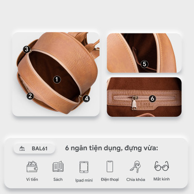 Balo Lata ( Thời trang nữ cỡ trung - Balo da BAL61 )