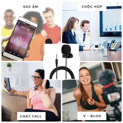 Micro Cài Áo Dùng Cho Wireless Go, Máy Ảnh, Máy Quay Phim Mic Microphone Mic Thu Âm Chân 3.5mm Dành Cho Điện Thoại, Máy Quay, Máy Trợ Giảng - Hàng Nhập Khẩu