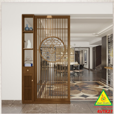 Vách ngăn phòng khách, vách ngăn tủ kệ bằng gỗm bình phong tranh 4VTK27 - NỘI THẤT LẮP RÁP VIENDONGADV