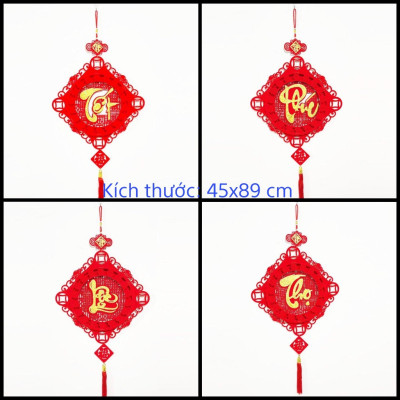 Dây Treo Khánh Quạt Khánh Vuông Liễng Nhung Đỏ chữ TẾT - PHÚC -LỘC - THỌ Decor Trang Trí Tết Năm Mới - HÀNG CHÍNH HÃNG MINIIN