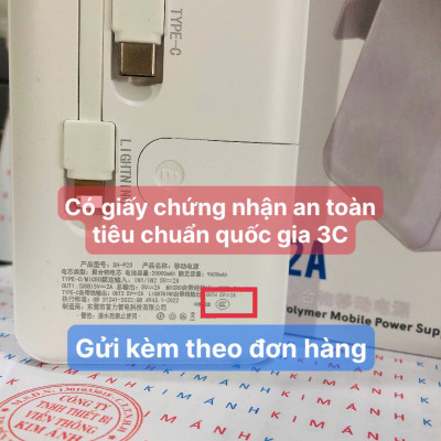 Pin sạc dự phòng SH-923, dung lượng 20000mAh dòng điện 5V-2A, có chứng nhận an toàn 3C tiêu chuẩn quốc gia, hàng chính hãng