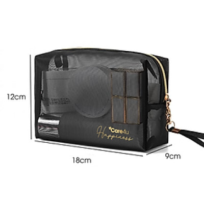 [Tặng Mặt nạ Dermal] Túi đựng mỹ phẩm cao cấp tiện lợi Care4u 18x9x12 cm