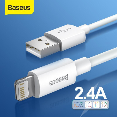 Cáp sạc nhanh 2.4A Baseus Mini White kết nối iPhone dây tròn dẻo đồng bộ dữ liệu cao dài 100CM - Hàng chính hãng