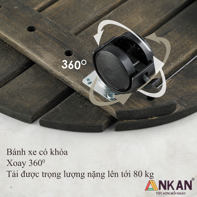 Combo 2 Kệ Để Chậu Cây Có Bánh Xe Tròn Gu Màu Đen Sang Trọng Đường Kính 30cm, Dùng Làm Đôn Chậu Cây Cảnh Tiêu Chuẩn Xuất Khẩu Châu Âu, Thương Hiệu ANKAN