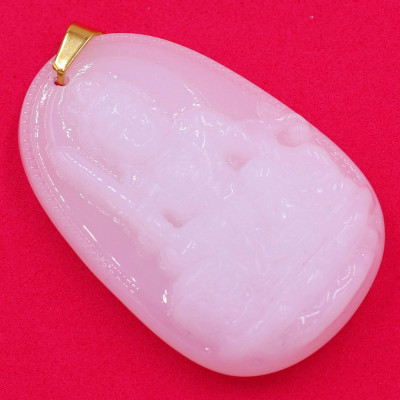 Mặt dây chuyền Văn Thù Bồ Tát thạch anh trắng 3.6cm - phật bản mệnh tuổi Mão - Mặt size nhỏ