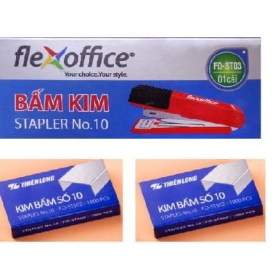 Bộ bấm kim số 10 và kim bấm Flexoffice FO-ST03-S2