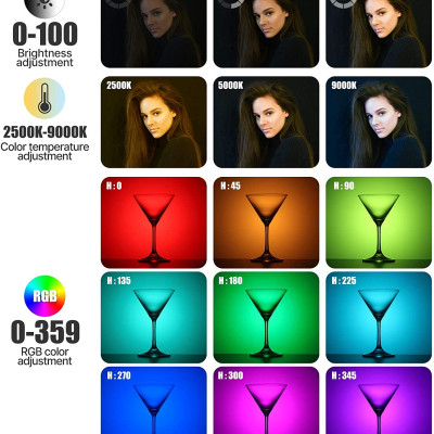 Đèn Led Ulanzi VL49 RGB Fill Light, Đổi Được Nhiều Tone Màu Quay Phim & Chụp Ảnh, Tích Hợp Pin Sạc Đa Năng - Hàng Chính Hãng