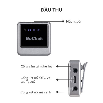 Mic hát karaoke không dây GoChek GC - HH24, Micro karaoke online/ phòng họp/ Karaoke trên ôtô, kết nối đa thiết bị và mọi loại loa - Hàng chính hãng