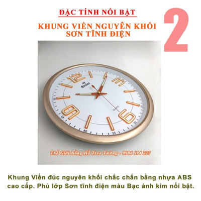 Đồng Hồ Treo Tường KIM TRÔI DẠ QUANG EASTAR – Số Nổi 3D – Tặng Pin Maxell - Bảo Hành 1 Năm