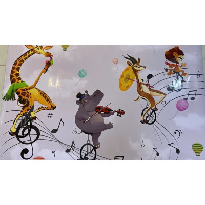 (HCM)Tranh dán tường 3d hoạt hình âm nhạc trang trí lớp học nhạc, trang trí lớp mầm non có sẵn keo