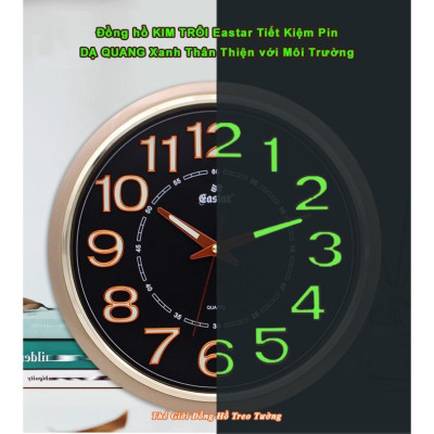 Đồng hồ Treo tường EASTAR KIM TRÔI Tròn có DẠ QUANG - Bảo hành 1 năm - Tặng Pin Maxell
