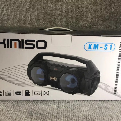 Loa Karaoke Bluetooth Xách Tay KM-S1 (Tặng Kèm 1 MIC Hát Có Dây Cắm Trực Tiếp, Bass Không Dây, Đèn Led Sống Động, Tặng kèm dây đeo điện thoại) - Hàng Nhập Khẩu
