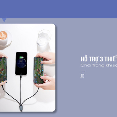 Cáp sạc đa năng 3in1 RC-070TH bọc dù cao cấp, độ dài 1,2m Kai Nguyễn ( hàng chính hãng)