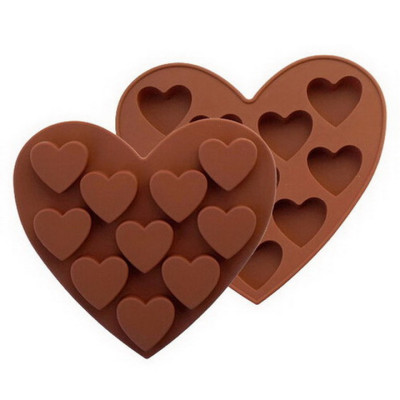 Khuôn silicon làm bánh, rau câu, socola 10 trái tim – Mã số 1083