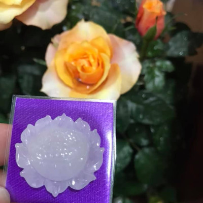 MẶT DÂY CHUYỀN BÔNG SEN TRẮNG TINH BÓNG ĐẸP 100% ĐÁ CẨM THẠCH TỰ NHIÊN NỮ MỆNH KIM THỦY 28MM