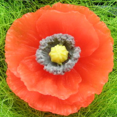 Bộ 3 khuôn silicon làm bánh, rau câu hoa hồng trà Nhật, hoa anh túc và lá loại 8 cm - Mã số 1119