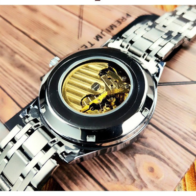 Đồng Hồ Cơ Nam AOKULASIC AUTOMATIC Dây Thép Đúc Đặc Khóa Bướm Kính Tráng Saphire Có Lịch Thứ Ngày Tháng - Thiết Kế Lộ Máy AOK99