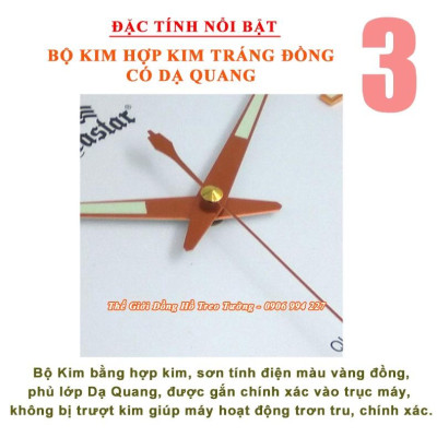 Đồng Hồ Treo Tường KIM TRÔI DẠ QUANG EASTAR – Số Nổi 3D – Tặng Pin Maxell - Bảo Hành 1 Năm