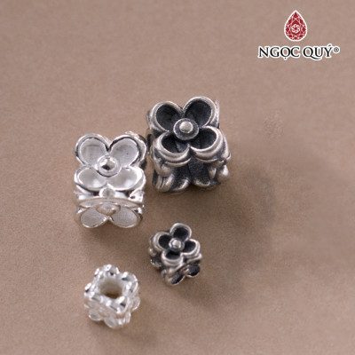 Charm bạc chặn hạt hình hoa 4 cánh - Ngọc Quý Gemstones