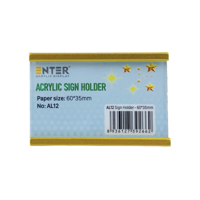 Bảng thông tin nhôm Enter AL12 60x35mm, Khung thông tin sản phẩm, Khung bảng giá siêu thị, Tag thông tin mini