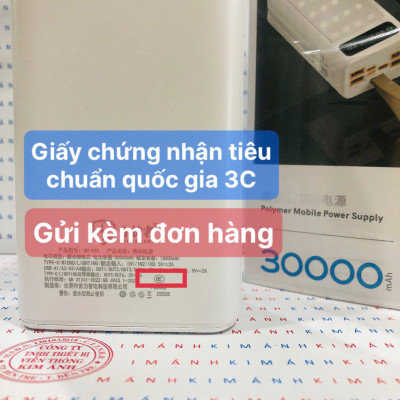 Pin sạc dự phòng SH-930 dung lượng lớn 30.000mAh, hàng chính hãng có giấy chứng nhận tiêu chuẩn quốc gia 3C