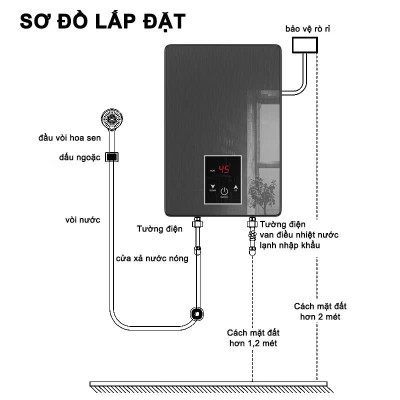 Máy Nước Nóng Trực Tiếp LCD Thông Minh Loại Xịn– Kèm Vòi Sen Tiện Lợi Siêu Bền
