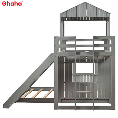 [Miễn phí lắp đặt & vận chuyển] Giường tầng trẻ em thông minh cao cấp có cầu trượt Ohaha - GTCC012
