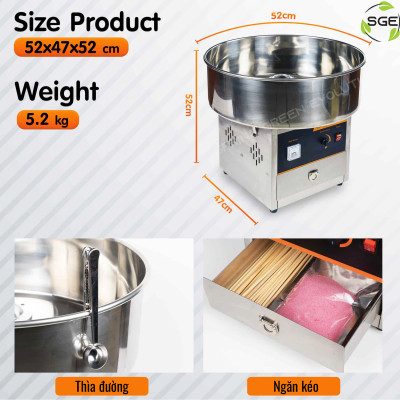 Máy Làm Kẹo Bông CCM01 Làm Kẹo Bông Mềm Sản Xuất Nhanh Năng Lực Sản Xuất Cao Dùng Nguyên Liệu Ít Và Sử Dụng Bền Lâu SGE