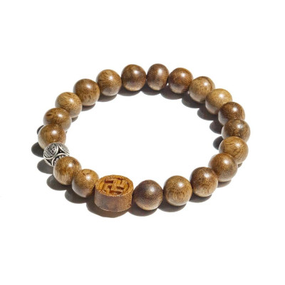 Vòng trầm hương charm chữ hỉ và mặt trầm chữ vạn cao cấp Udumbara