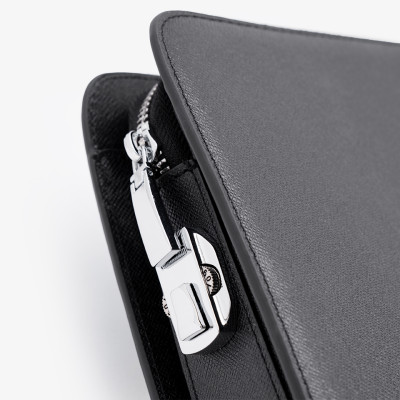 Ví Da Cầm Tay Clutch Nam Hàng Hiệu GENCE CK14 Da Bò Khóa Số Cao Cấp Màu Đen