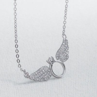 Dây chuyền bạc 925 cánh thiên thần dễ thương long lanh lấp lánh Dế Bạc - D4411