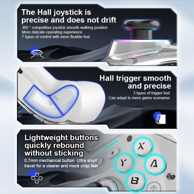 Gamepad tay game Không dây Bluetooth CM619 led RGB cho máy tính, laptop, smartphone, máy tính bảng, máy game hàng nhập khẩu