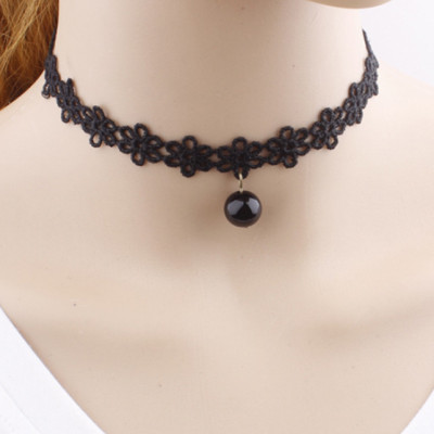 Vòng cổ choker tattoo hoa lỗ đính hạt đen V52 thời trang