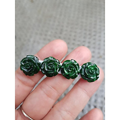 Bộ Lắc tay Hình Bông Hồng Nổi Đẹp 4 Viên  Chất Liệu 100% Đá Cẩm Thạch Tự Nhiên 14,5mm  Màu Xanh Đậm Đẹp Rất Sang Nữ về Lên Lắc Tay đeo đẹp ạ