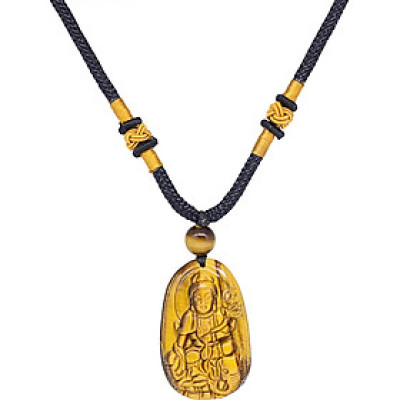 Mặt Dây Chuyền Phổ Hiền Bồ Tát Đá Mắt Hổ (3.6 x 2.3 cm) Ngọc Quý Gemstones