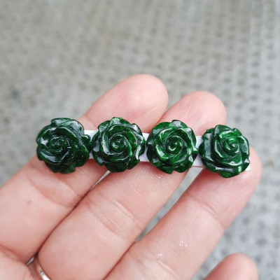 Bộ Lắc tay Hình Bông Hồng Nổi Đẹp 4 Viên  Chất Liệu 100% Đá Cẩm Thạch Tự Nhiên 14,5mm  Màu Xanh Đậm Đẹp Rất Sang Nữ về Lên Lắc Tay đeo đẹp ạ