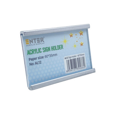 Bảng thông tin nhôm Enter AL12 60x35mm, Khung thông tin sản phẩm, Khung bảng giá siêu thị, Tag thông tin mini