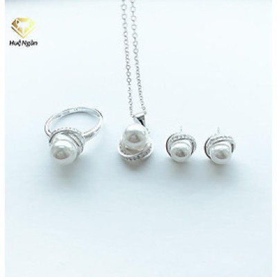 Combo Dây chuyền, bông tai và nhẫn bạc Ý 925 Huệ Ngân - Nơ đẹp PP1229-RYE140731-RR1221