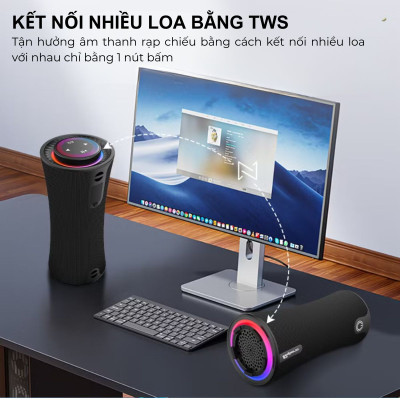 Loa Bluetooth không dây di động CYBORIS T16 chính hãng có âm thanh nổi RGB Đầu phát nhạc âm thanh vòm - Hàng chính hãng