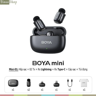 BOYA Mini (Bản Mới 2024) - Micro Đầu Ngón Tay Không Dây, Kẹp Áo, Dùng Cho Điện Thoại, Bắt Xa 100m, Chống Ồn - Hàng chính hãng