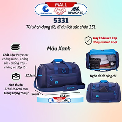 Túi Xách Du Lịch Rivacase 5331 Sức Chứa 35L - Bảo Hành 24 Tháng - Hàng Chính Hãng