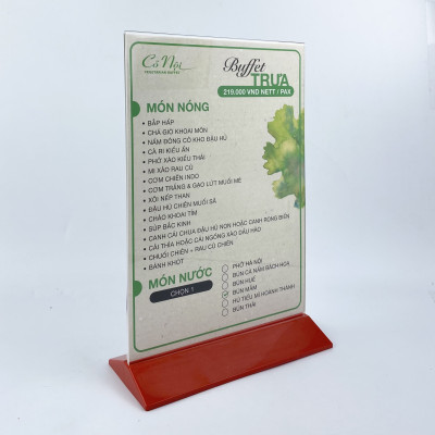 Kệ mica 2 mặt Enter E21 150x210mm đế màu A5 đứng, Kệ menu nhà hàng, Standee mica để bàn, Bảng quét mã QR Code