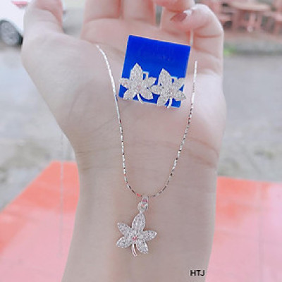 Bộ trang sức bạc hình lá chất liệu bạc MS172