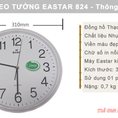 Đồng hồ Treo Tường Cao cấp KIM TRÔI EASTAR Tròn 31cm - Số Nổi 3D - Tặng Pin Maxell - BH 1 Năm
